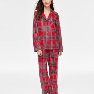 NWT Women's Brinkley Red Plaid Notch Collar Matching Family Pajamas Set